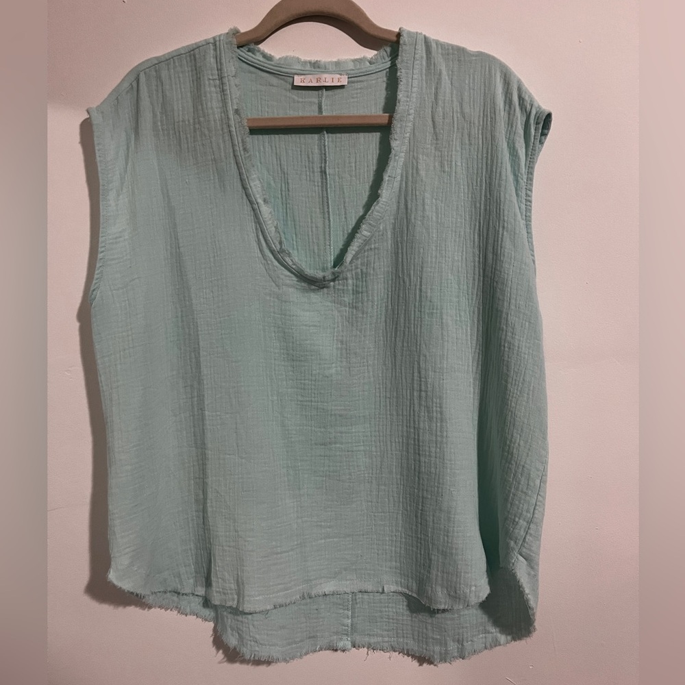 Karlie Seafoam Sleeveless Blouse